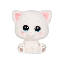 Peluche Chat Kawaii Kawami GIPSY TOYS 15 cm – Blanc, Détails Roses, Yeux Brodés Brillants