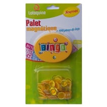 Palet magnetique bingo jaune + 100 pions de loto - ramasse pions - lotoquine