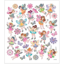 Stickers plastifiés - Fées - Détails argentés - 30 pcs