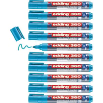 Lot de 10 marqueurs pour tableaux blancs EDDING 360 - Bleu clair - Pointe 1,5-3 mm