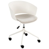 Chaise de Bureau Blanc Cassé en Tissu Pivotante Hauteur Réglable