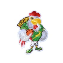 Ecusson thermocollant coq rugby vert 6,5cm x 4cm
