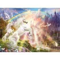 Puzzle licorne banche et château avec un arc en ciel 500 pièces - collection paysage - clementoni - 35054