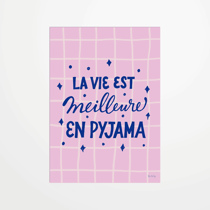 Carte postale - Rio Soley - La vie est meilleure en pyjama - 14,8 x 10,5 cm - Made in France
