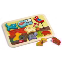 Puzzle chunky animo en bois en bois 7 pieces - figurines animaux domestiques - janod - j07024