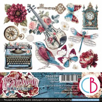 24 papiers de die cuts scrapbooking carterie 15 x 15 cm Ciao Bella BOHEMIAN BURGUNDY