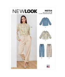 Patron New Look 6704 - Ensemble Blouse col montant et Pantalon bouffant du 36 au 48 taille n°FR 36-48