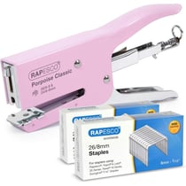Agrafeuse + agrafes 26/8mm - 2 boites de 5000 agrafes - Rose pastel - Rapesco