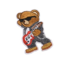 Lot de 3 écussons thermocollants ourson star rockstar 5,5cm x 3cm