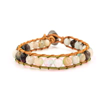 Bracelet Facelia en pierres Amazonite et cuir véritable