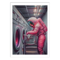 Affiche 50x70 cm - Astronaut Doing Laundry - Baard Martinussen