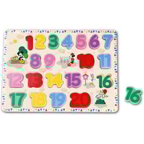Puzzle en bois dysney apprendre a compter 1-20 avec mickey - 20 pieces - puzzle a encastrer