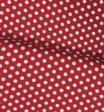 Tissu Coton imprimé Rouge Pois 1 cm Blancs