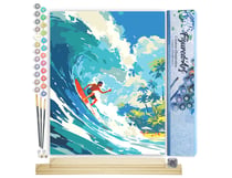 Peinture par Numéro Figured'Art - Surf à Hawaï - Kit de Loisir Créatif DIY Numéro d'Art Complet - 40x50cm toile roulée + châssis en bois à monter