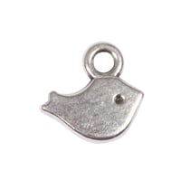 Mini - pendentif en métal Oiseau, argent, 8x5mm, 6 pces