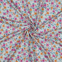 Tissu Viscose Ecovero Fleuris Azélya sur fond Blanc