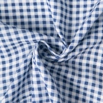 Tissu Double gaze de Coton Mini Rayures sur fond Bleu marine