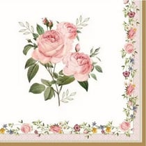 4 serviettes en papier découpage collage 33 cm Easy Life CHANT DES ROSES