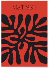 Affiche Matisse minimaliste – Motif organique noir et rouge | A3 : 29,7x42cm