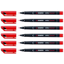 Lot de 6 feutres permanents pointe fine 0,4 mm - STABILO OHPen Universal - Rouge