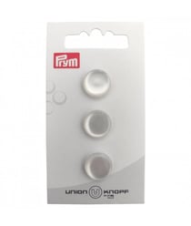 Carte de 3 boutons Rond en polyester à queue 14mm - Prym Blanc