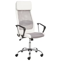 Chaise de Bureau Moderne en Tissu Synthétique Blanc au Style Gaming avec Accoudoir en Plastique Beliani
