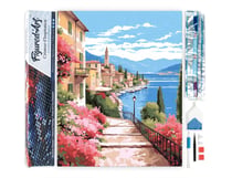 Diamond Painting Broderie Diamant Figured’Art 40x50cm toile entière roulée avec diamants carrés - lac de Côme en fleurs