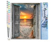 Peinture par Numéro Figured'Art - Porte sur la mer - Kit de Loisir Créatif DIY Numéro d'Art Complet - 40x50cm sans châssis en bois