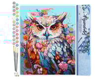 Peinture par Numéro Figured'Art - Hibou coloré en fleurs - Kit de Loisir Créatif DIY Numéro d'Art Complet - 40x50cm sans châssis en bois