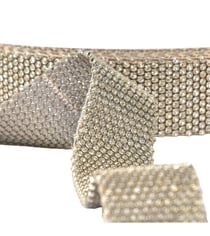 Galon pierres sur grille metal 38mm noir/argent au mètre