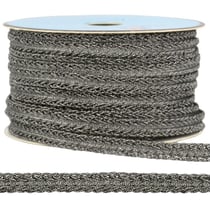 Bobine 25m Galon robe métallisé Argent/noir 10mm