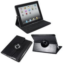 Housse cuir iPad support 360° noir 9.7 pouces YONIS