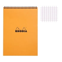 Bloc notes - A4 - 21x29,7cm - Petits Carreaux - 80 feuilles - Orange - Avec spirale - Rhodia