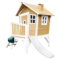 AXI Cabane enfant ROBIN Brun Blanc avec toboggan Blanc - Axi House