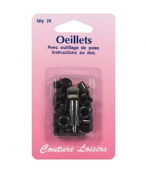 Oeillets avec outillage couleur noir X 20 - Distrifil Bk Noir
