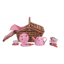 Set de the metal coccinelle dans panier osier - Egmont Toys - Rose