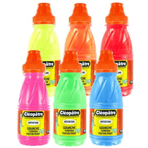 Lot de 6 flacons 250 ml - Peinture gouache Néfertari Fluo - Jaune, Orange, Rouge, Rose, Vert, Bleu - Couvrante