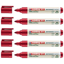Lot de 5 marqueurs permanents pointe ronde moyenne - EDDING - EcoLine 21 - Rouge