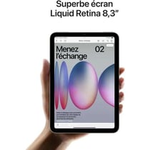 Apple IPad mini - Tablette Ipad os, écran 8.3 pouces (21.1 cm), WiFi 6 / Bluetooth + stockage 128 Go + caméra principale 12 mpx + A17 Pro - Violet
