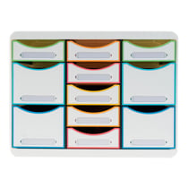Moule de classement Storebox Multi 11 tiroirs Black Office - Blanc/arlequin - Exacompta