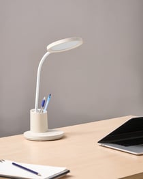 Lampe de Bureau LED Beige Clair avec Bras Réglable et Mode CCT Température de Couleur