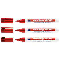 Lot de 3 marqueurs permanents EDDING 400 rouge pointe fine 1 mm