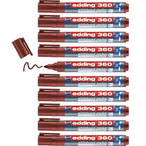 Lot de 10 marqueurs tableau blanc effaçables - EDDING - Pointe biseautée 1,5-3 mm - Marron