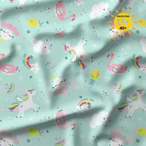 Tissu Lycra maillot de bain anti UV Maginia sur fond Vert menthe - Au mètre