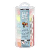 Assortiment Pâte à modeler autodurcissante Foam Clay -  Fluo Pailleté - 6 pcs