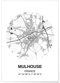 Affiche Carte Mulhouse | A3 : 29,7x42cm
