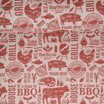 Tissu Toile de Coton aspect lin Barbecue Time sur fond Naturel