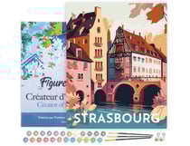 Peinture par Numéro Figured'Art avec Cadre - Affiche Vintage Strasbourg - Kit de Loisir Créatif DIY Numéro d'Art Complet - 40x50cm toile tendue sur châssis