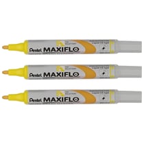 Lot de 3 marqueurs tableaux blancs - PENTEL - MAXIFLO MWL5S - Pointe conique 4,0 mm - Jaune