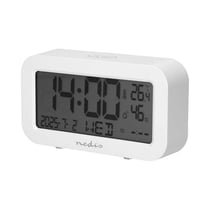 Nedis Réveil Numérique avec Écran LCD Date Température Fonction Snooze Blanc